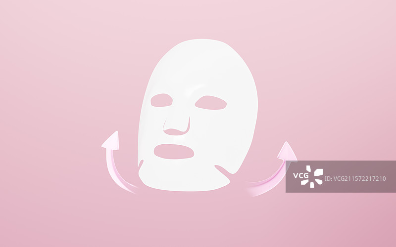 补水保湿美白等面膜护肤概念3D渲染图片素材