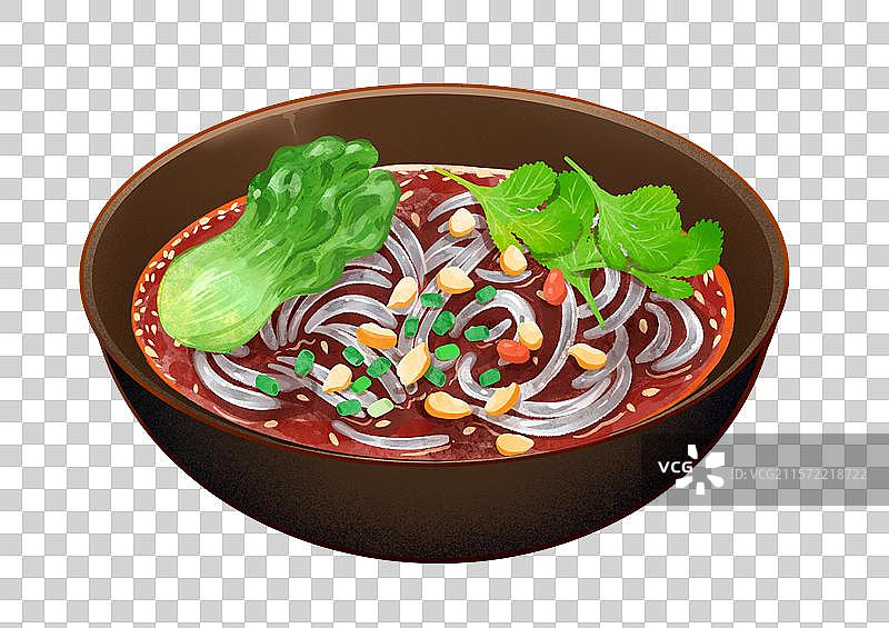 酸辣粉川菜特色美食手绘插画元素图片素材
