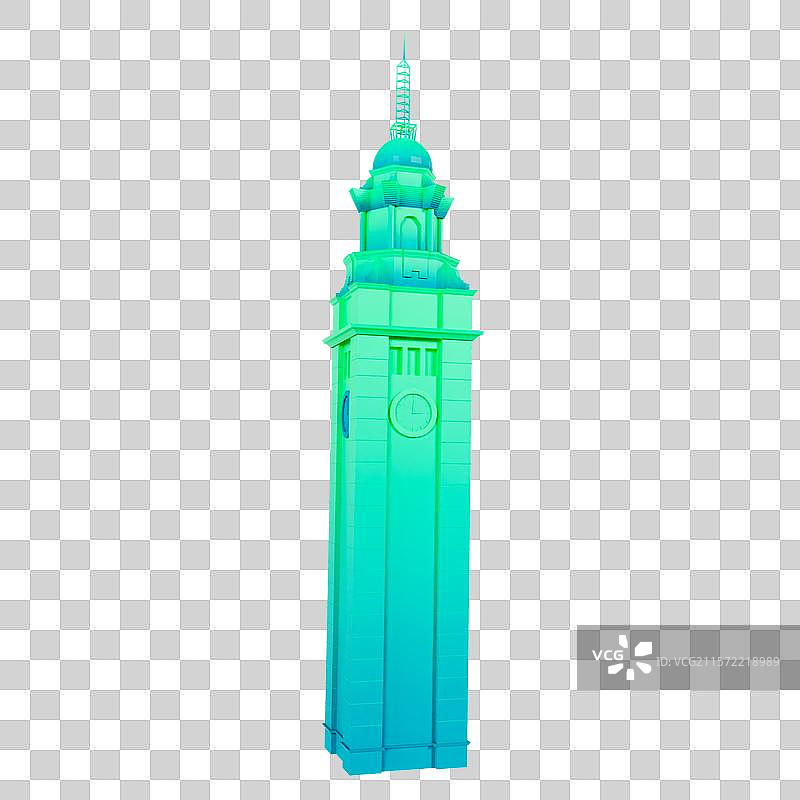 3D渲染的香港地标建筑香港尖沙咀钟楼元素图片素材