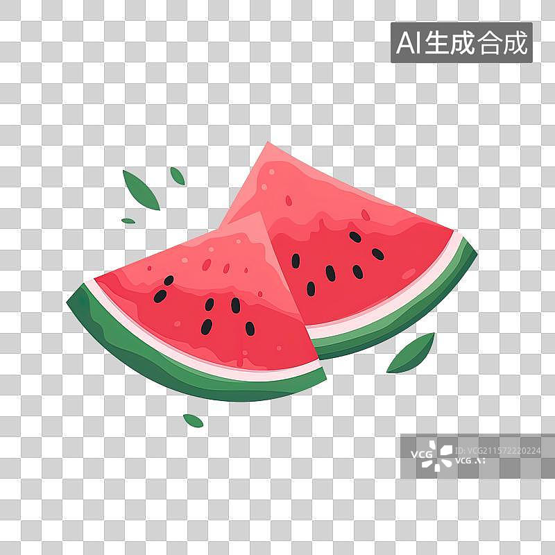 【AI数字艺术】卡通扁平风切片西瓜素材图片素材