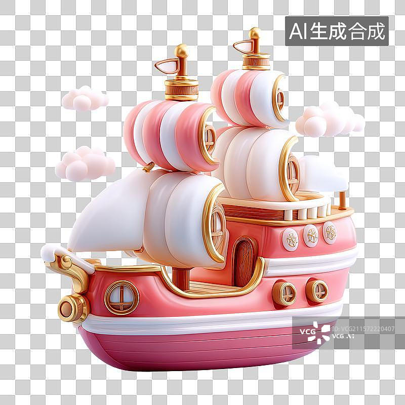 【AI数字艺术】3D卡通航行的帆船素材图片素材