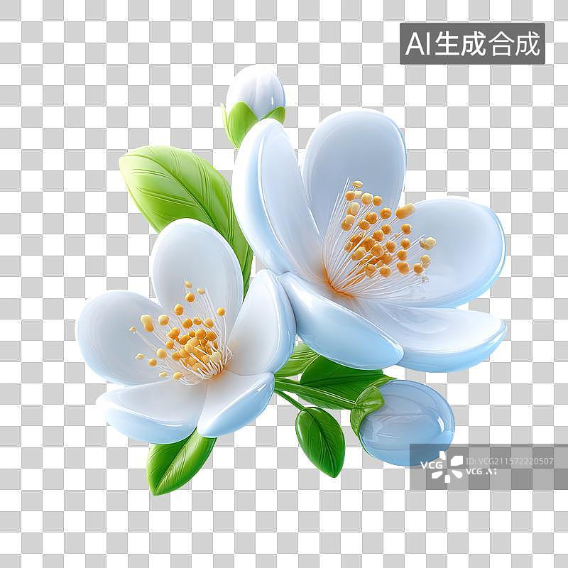 【AI数字艺术】3D卡通白色花朵素材图片素材