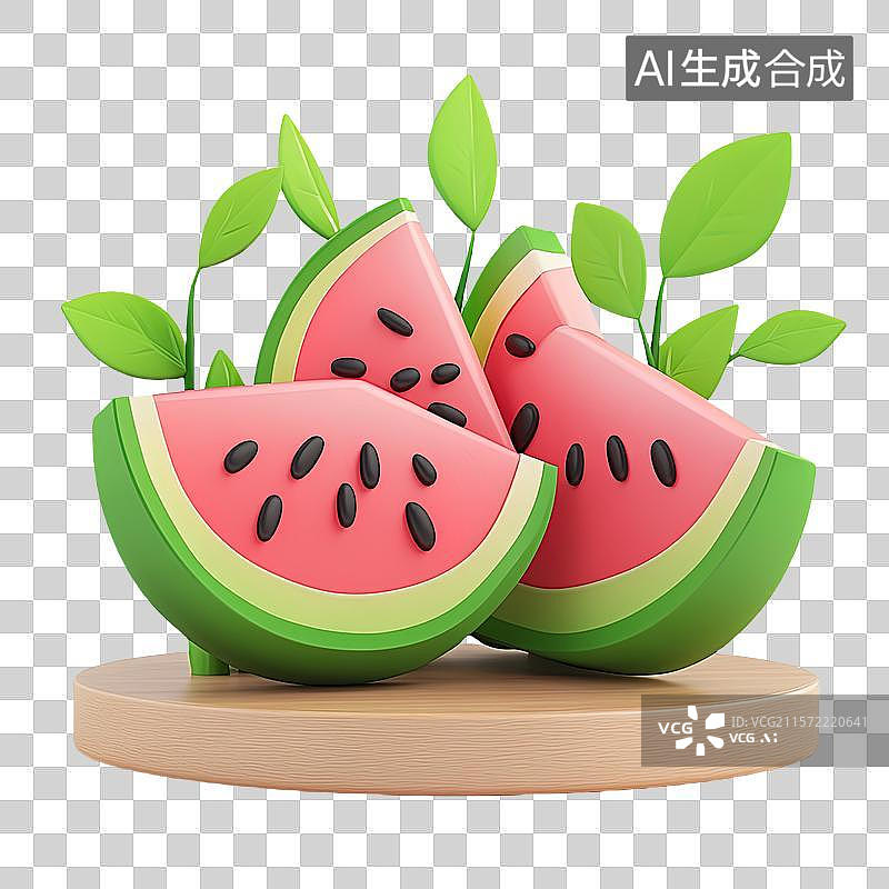 【AI数字艺术】3D卡通西瓜素材图片素材