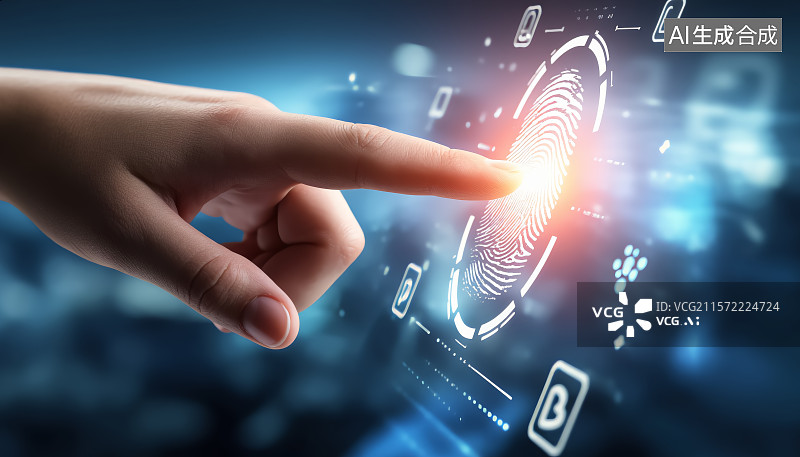 【AI数字艺术】指纹识别技术应用图片素材