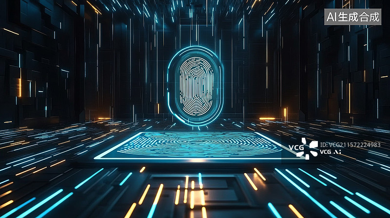 【AI数字艺术】指纹识别技术应用图片素材