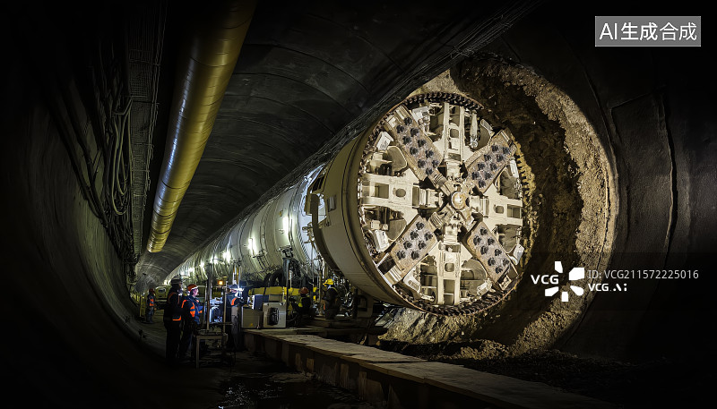 【AI数字艺术】隧道挖掘施工 盾构机图片素材