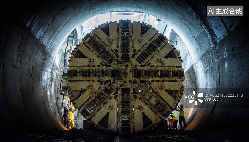 【AI数字艺术】隧道挖掘施工 盾构机图片素材