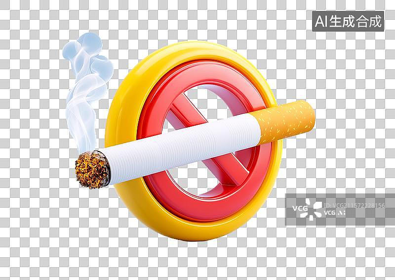 【AI数字艺术】【免抠png素材】一个3D卡通禁止吸烟的标识图片素材