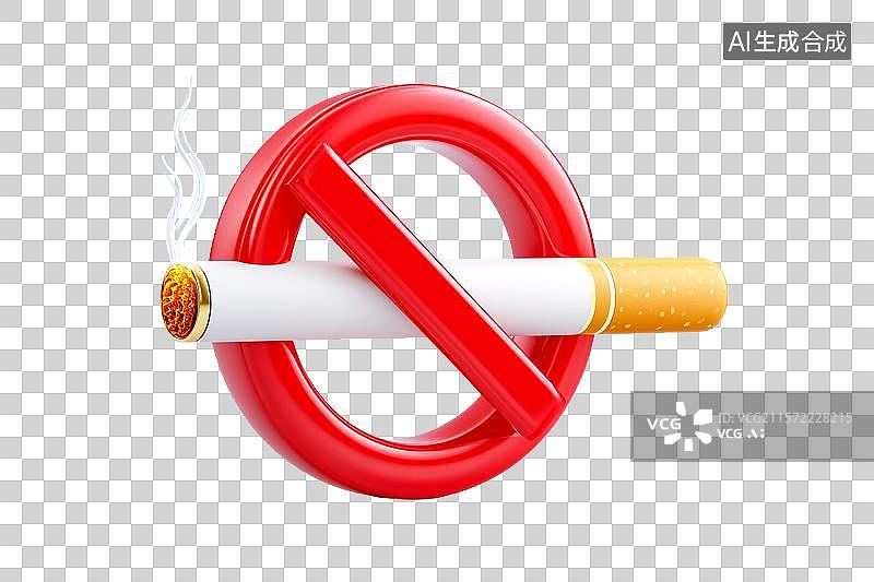 【AI数字艺术】【免抠png素材】一个3D卡通禁止吸烟的标识图片素材