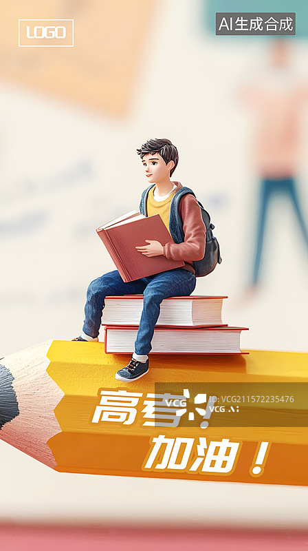 【AI数字艺术】AIGC：高考中考加油冲刺海报设计模版图片素材