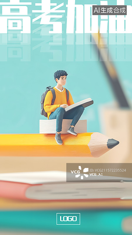 【AI数字艺术】AIGC：高考中考加油冲刺海报设计模版图片素材