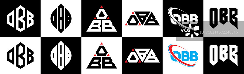 obb字母标志设计，六种风格，obb多边形图片素材