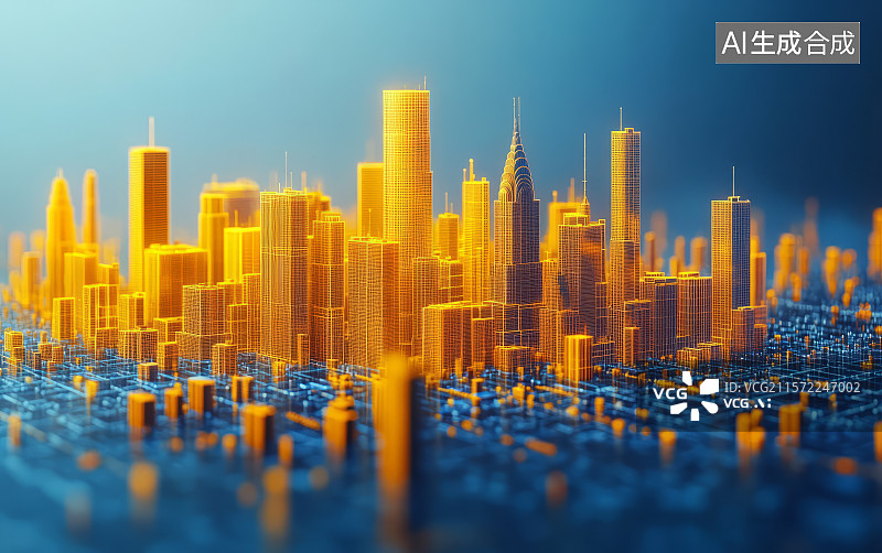 【AI数字艺术】黄金现代建筑图片素材