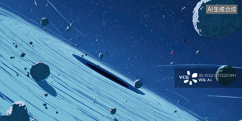 【AI数字艺术】宇宙之门黑暗内部通向宇宙圆形窗口蓝天小行星飞过的宇宙飞船科幻书籍封面海报和科技图片素材