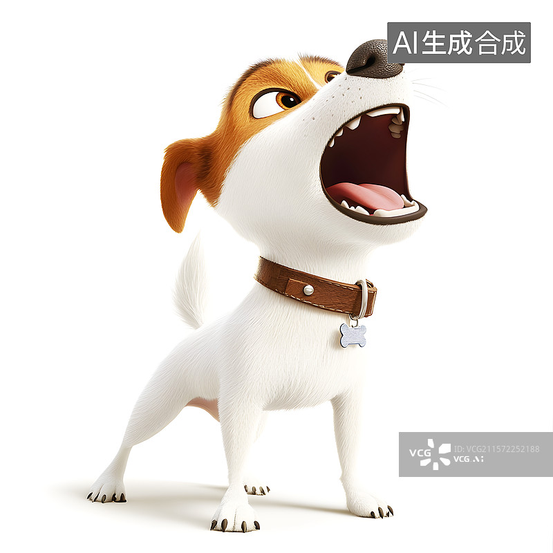 【AI数字艺术】AIGC：3D狂吠的小狗 狂犬病 动物主题图片素材