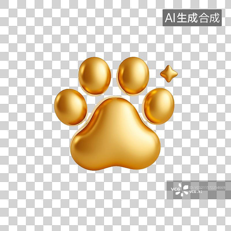 【AI数字艺术】3D渲染，金色爪子，猫爪，宠物，动物，兽医，图形图标，免抠元素图片素材