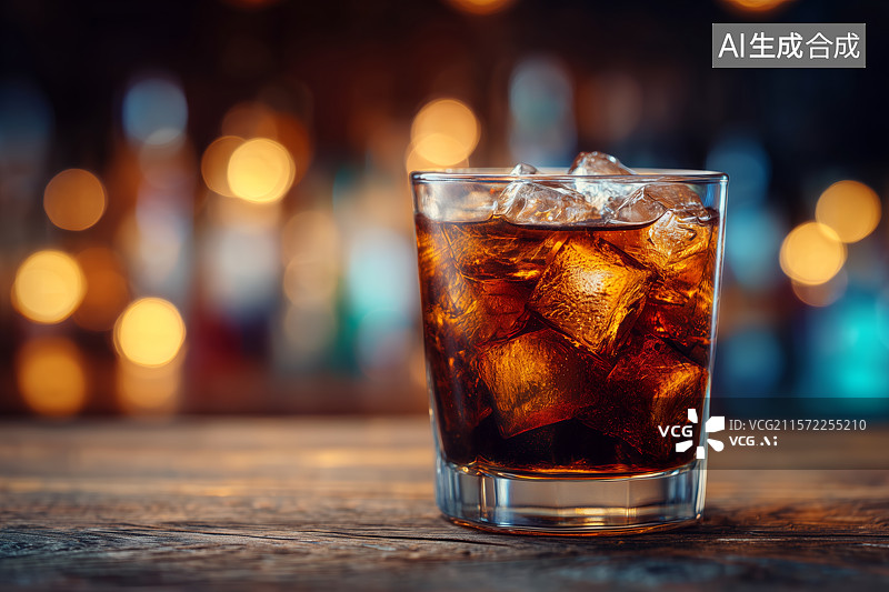 【AI数字艺术】桌面上的冰美式咖啡图片素材