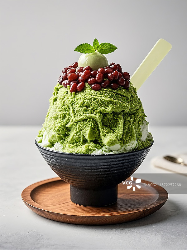 夏天美食抹茶红豆冰淇淋沙冰雪糕绵绵冰图片素材