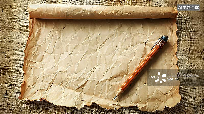 【AI数字艺术】创作的开始 空白纸张与铅笔图片素材