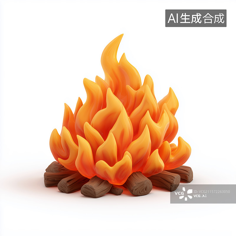 【AI数字艺术】白色背景的篝火图标图片素材