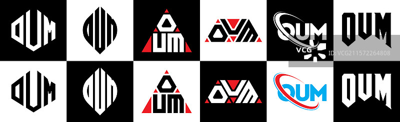 oum字母标志设计，六种风格，oum多边形图片素材