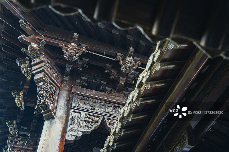 江苏扬州 宝应纵棹园木雕图片素材