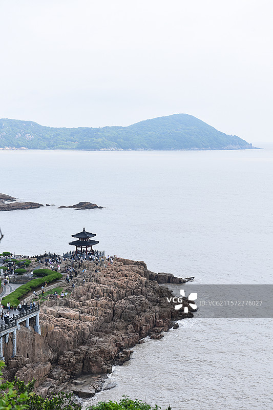 舟山普陀山不肯去观音院古建筑海景风光图片素材