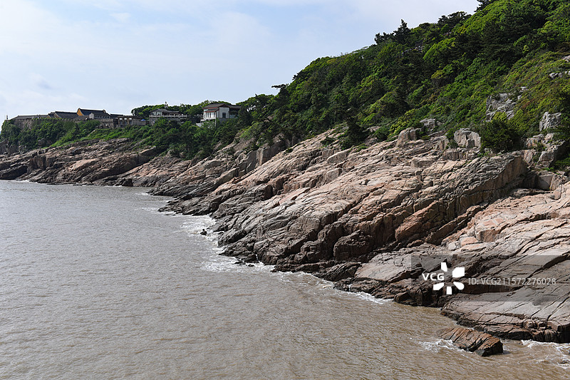舟山普陀山山海景观礁石滩风光图片素材
