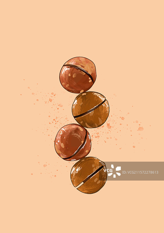 摞起来的夏威夷果插画海报图片素材