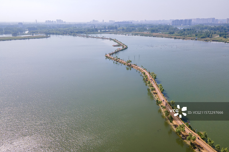 航拍安徽省亳州市涡阳县道源湿地公园风光图片素材