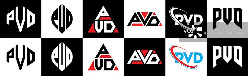 六种风格的PVD字母标志设计，PVD多边形图片素材