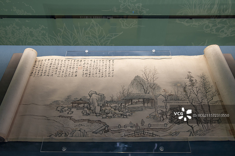 济南市博物馆文物清代郭敏磐画作潭西客夜图卷图片素材