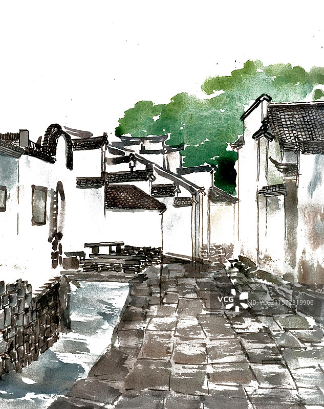 古镇石板路图片素材