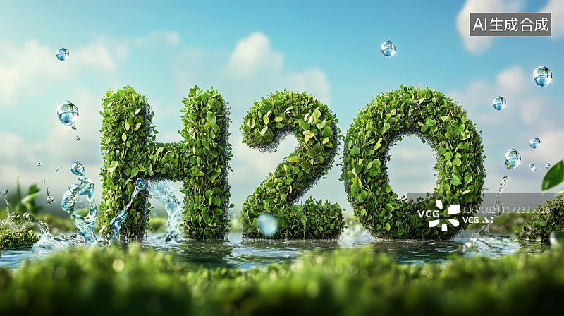 【AI数字艺术】H2O水资源概念图片素材