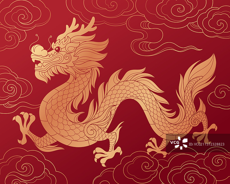 金色中国龙纹矢量图图片素材