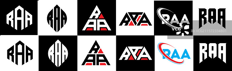 raa字母标志设计，六种风格，raa多边形图片素材