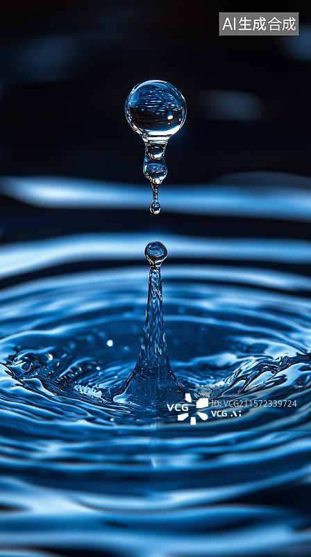 【AI数字艺术】水滴在水中飞溅背景图片素材