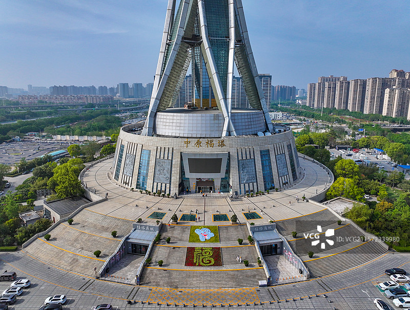 河南省郑州市郑州地标中原福塔航拍图片素材