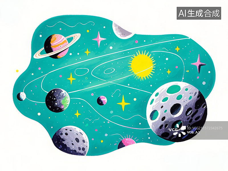 【AI数字艺术】宇宙星球与太阳的奇幻场景图片素材