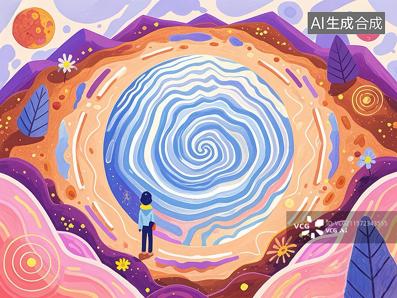 【AI数字艺术】奇幻漩涡中的探索者图片素材