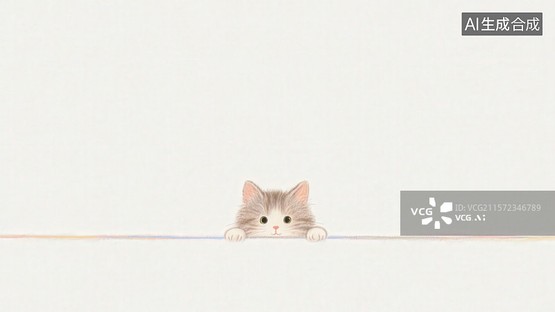 【AI数字艺术】有一只可爱的小猫咪从围墙边探出小脑袋图片素材