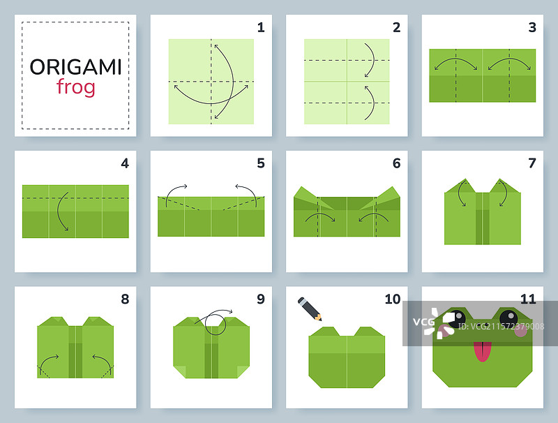 儿童折纸教程：可爱的青蛙折纸图片素材