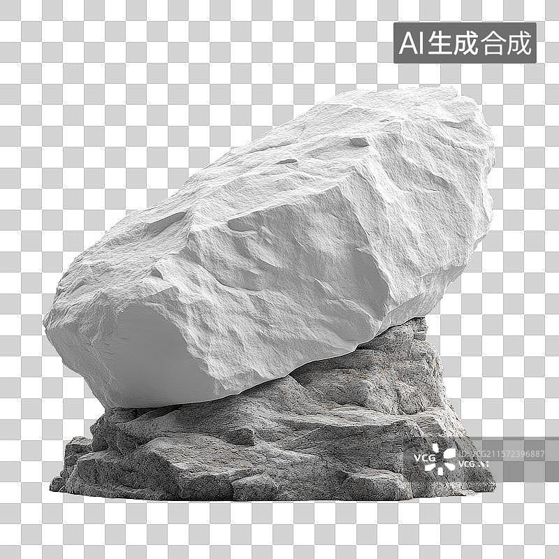 【AI数字艺术】白色岩石覆盖在灰色基座上图片素材