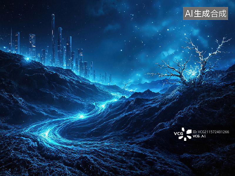 【AI数字艺术】未来夜景奇观图片素材