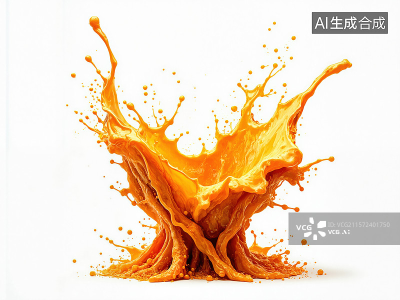 【AI数字艺术】橙色液体飞溅图片素材
