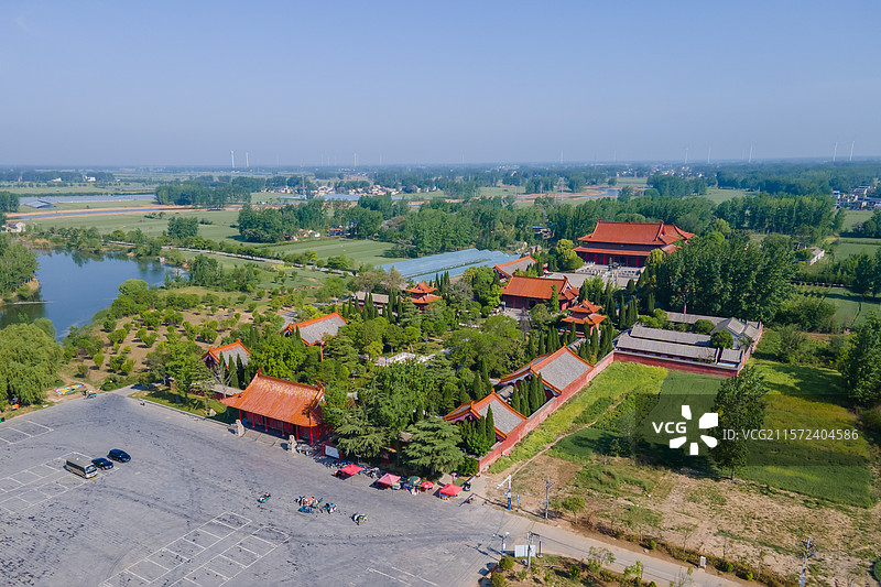 航拍安徽省亳州市涡阳县天静宫风光图片素材