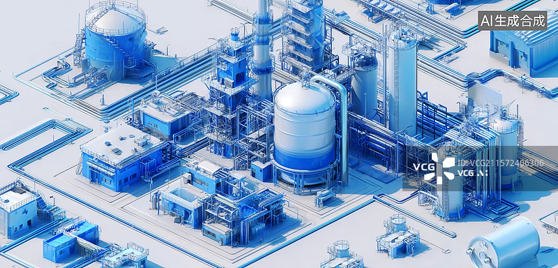 【AI数字艺术】现代化工业设施布局图图片素材