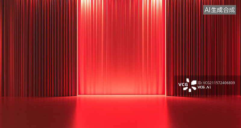【AI数字艺术】红色幕布舞台背景图片素材