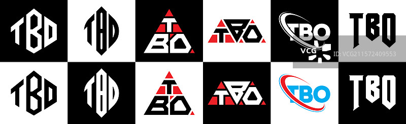 六种风格的TBO字母标志设计，TBO多边形图片素材