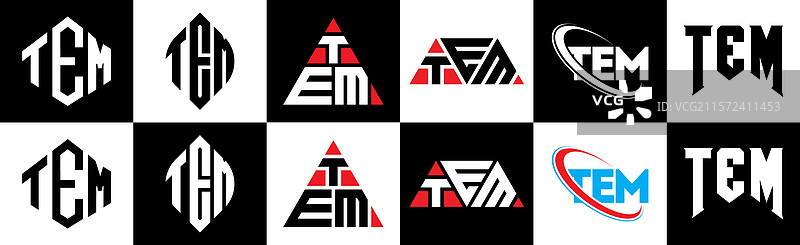 六种风格的字母logo设计，包含多边形元素图片素材